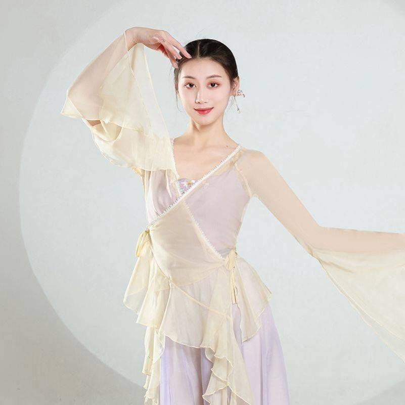 Peerless Classical Dance Dance Fun Dress, Yunding Yae Spring Summer Long Sleeve Performance Service Chinese Dance Cheongsam Art Test Dance Series