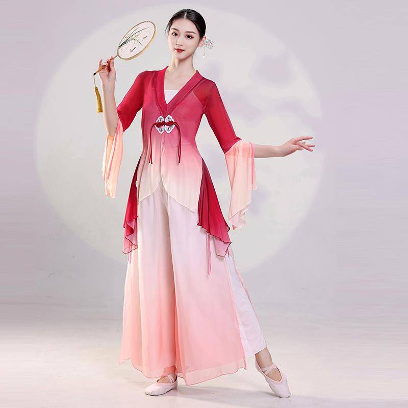 Classical dance body rhyme yae dance dance suits Chinese dance performance clothing embroidered flower retro -style jacket training uniform short set