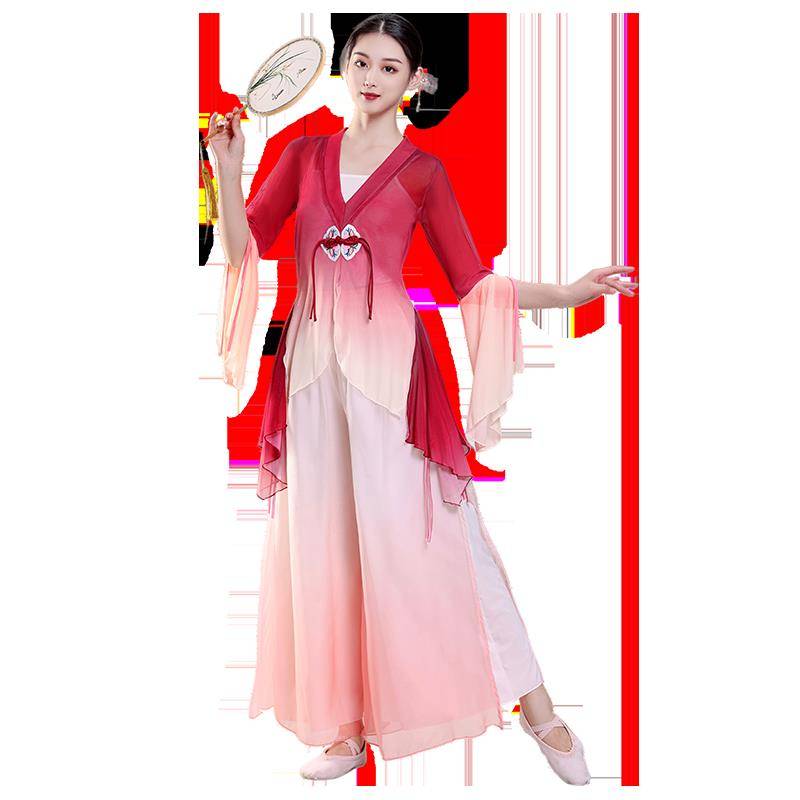 Classical dance body rhyme yae dance dance suits Chinese dance performance clothing embroidered flower retro -style jacket training uniform short set