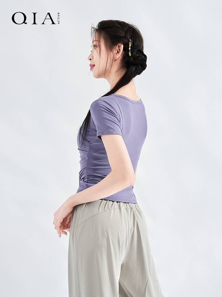 Kia Classical Dance Practice Female 2024 Summer Slim Slim Vedic Short -sleeved Top National Dance Candidates Candidates Dance Services