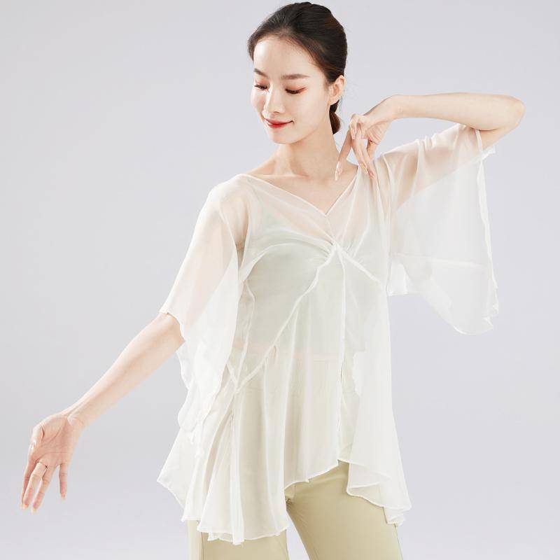 Classical dance fairy gauze jacket light elegant flying flying sleeve suit Performing the dangling sense of modern dance body rhyme training top