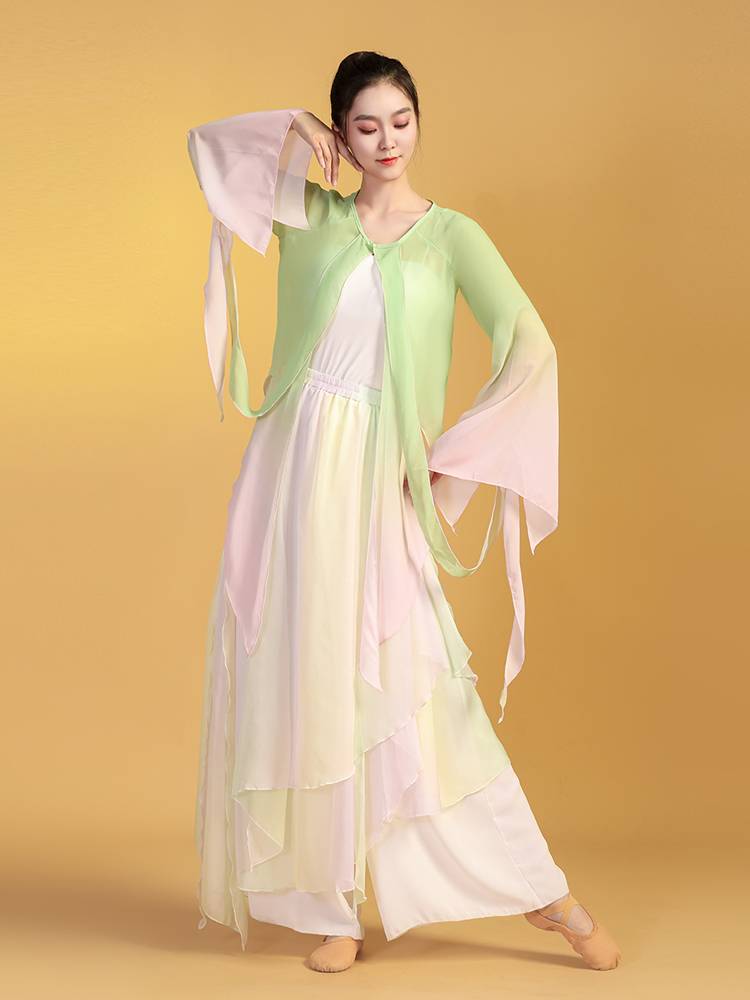 Classical dance clothing female elegant gradient narrow spinning jacket practice service fairy suit Chinese style performance service art test service
