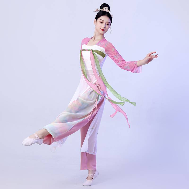 Classical dance clothing, Yiyun Yaosa Chinese Dance Performance Female Female Hanfu Hanfu Breast Broken Ribbon Set