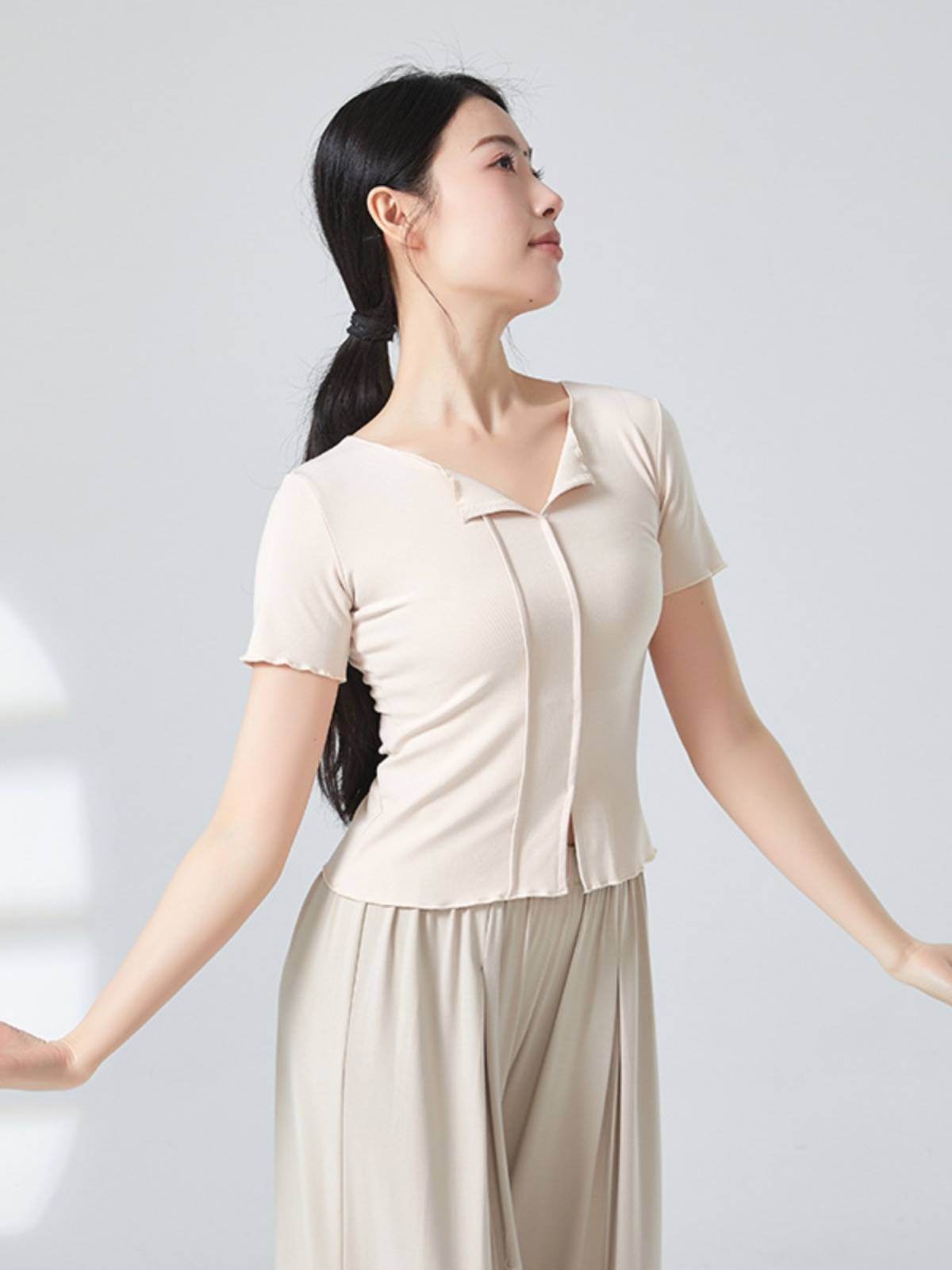 Classical Dance Dance Funny Female Summer Short Sleeve Adult Dance Training Services Chinese Modern Dance Teacher Performance Server top