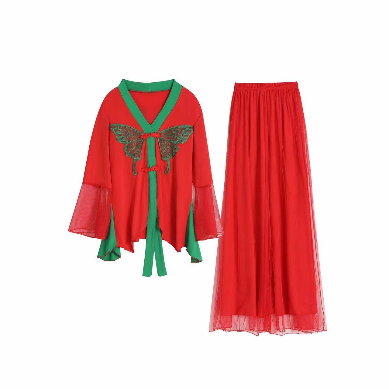 Brand Square Dance New Ethnic Style Classical Dance Fan Dance Clothing Dance Watch Performing Arts Test Dance Server 8338