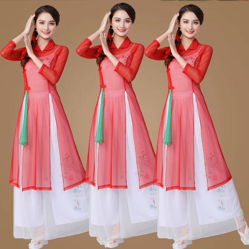 Classical dance new national style square dance clothing set performance stage clothing 1968