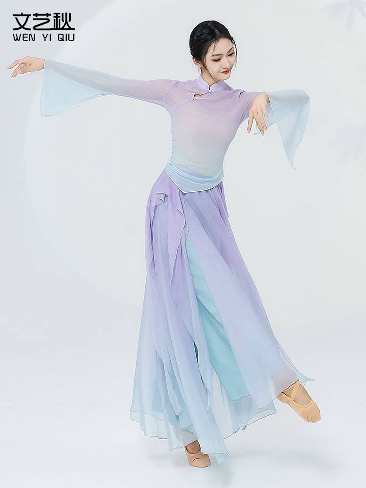 Chun Song Classical Dance Dance Cheongsam Top Flower Gradient Gravity Dress Practice Female Chinese Dance National Dance
