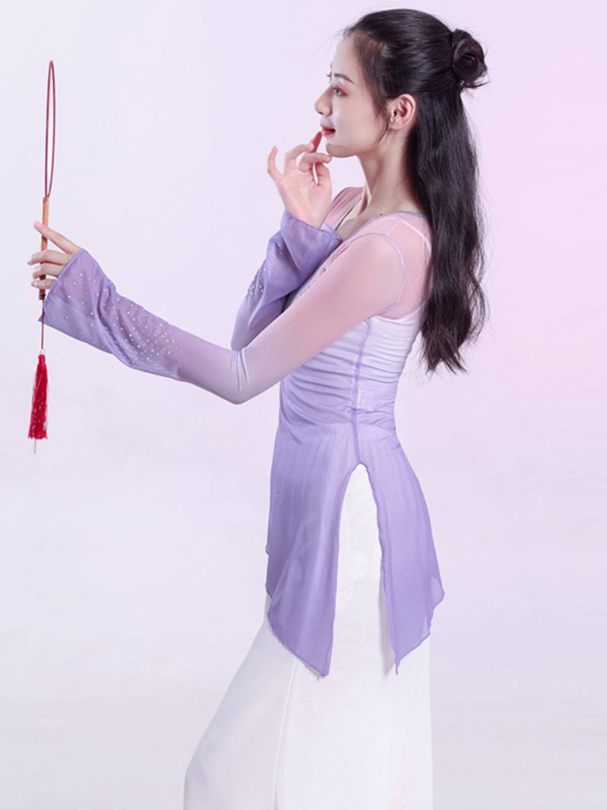 Classical dance dance clothing practice service female body rhyme gauze, elasticity, gradient hot drilling art test Chinese dance watch show