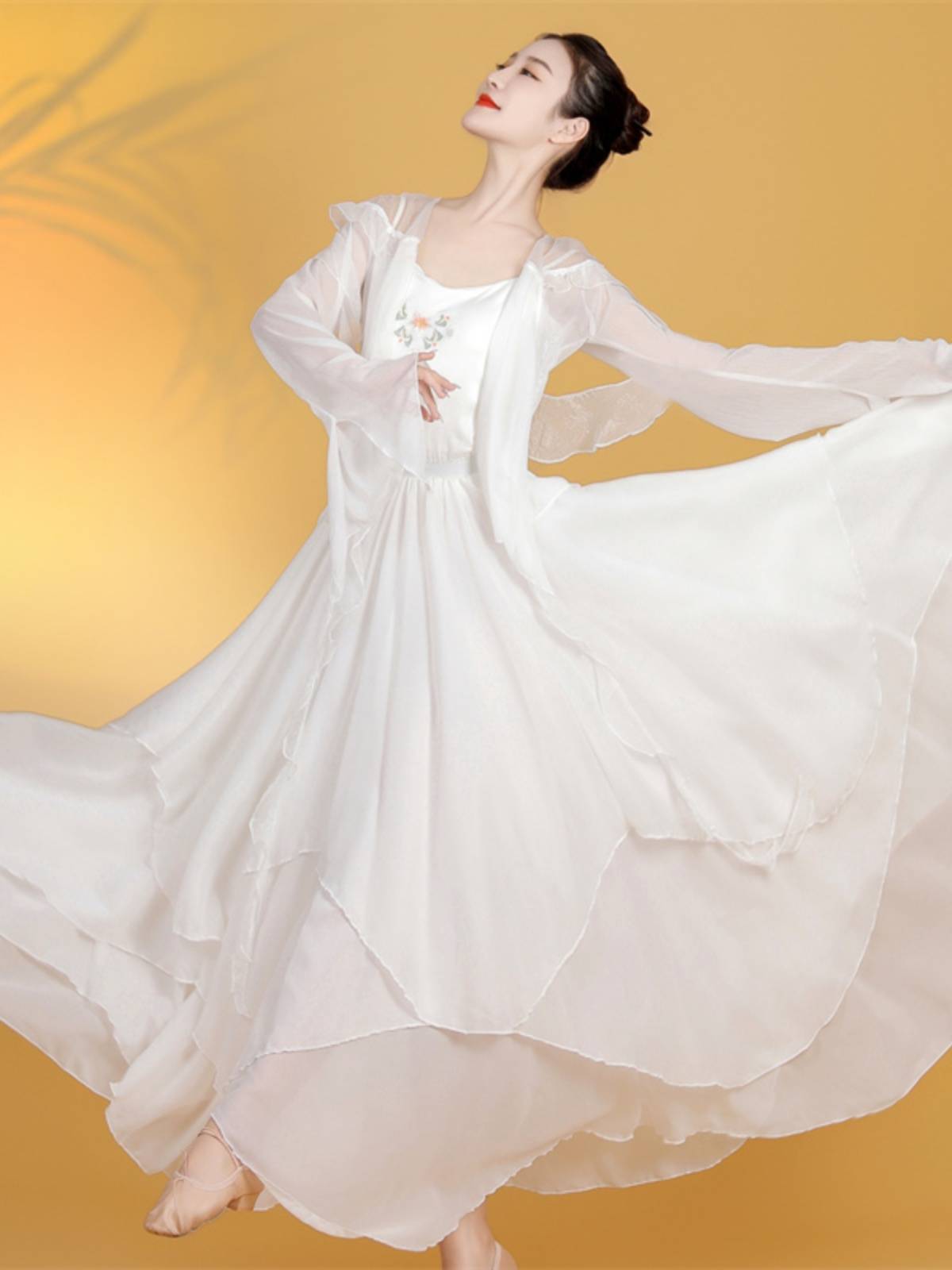 Classical dance dance clothing petals elegant skirt body rhyme gauze performance service Chinese style dance service female art test set