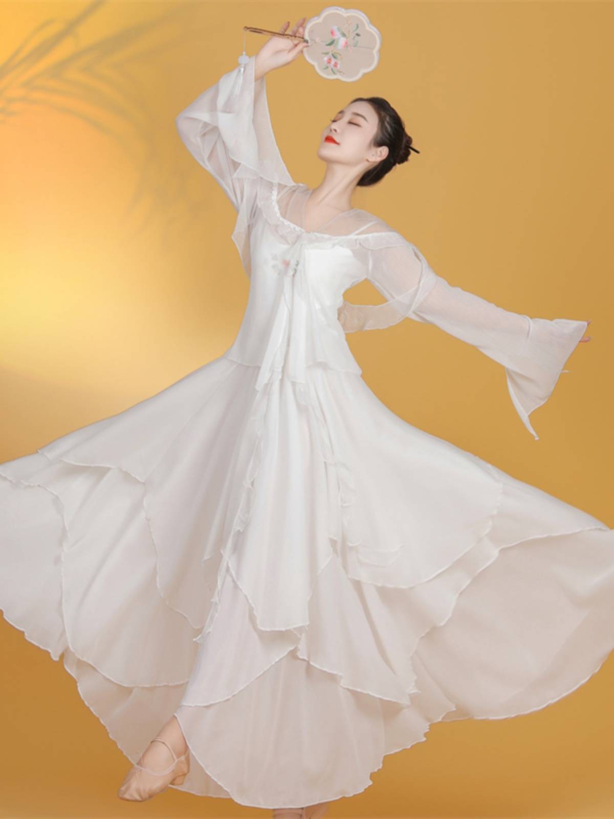 Classical dance dance clothing petals elegant skirt body rhyme gauze performance service Chinese style dance service female art test set