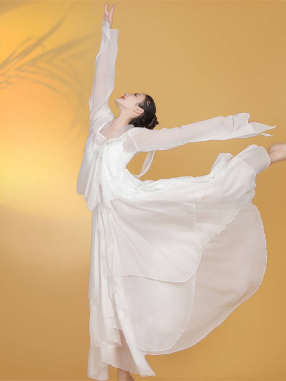 Classical dance dance clothing petals elegant skirt body rhyme gauze performance service Chinese style dance service female art test set