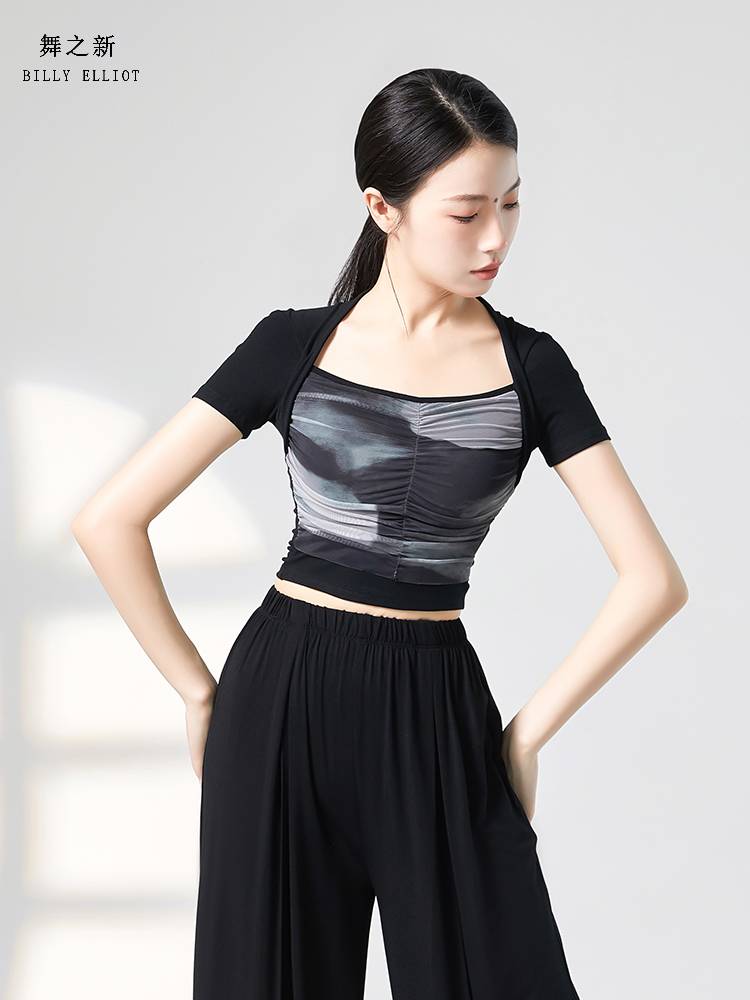 Modern dance top classical dance clothing 2023 new short -sleeved body training suit tight dance practice service summer