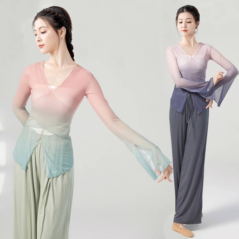 Classical dance exercises gradually transformed into rhyme yae female Chinese dance ethnic dance modern dance clothing top performance clothing