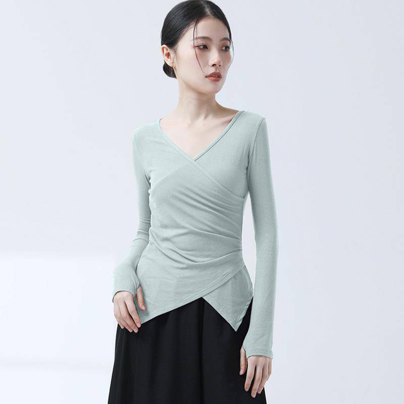 Modern dance service female V -neck shows long sleeve -shaped practice clothes, jacket adult classical dance training clothing