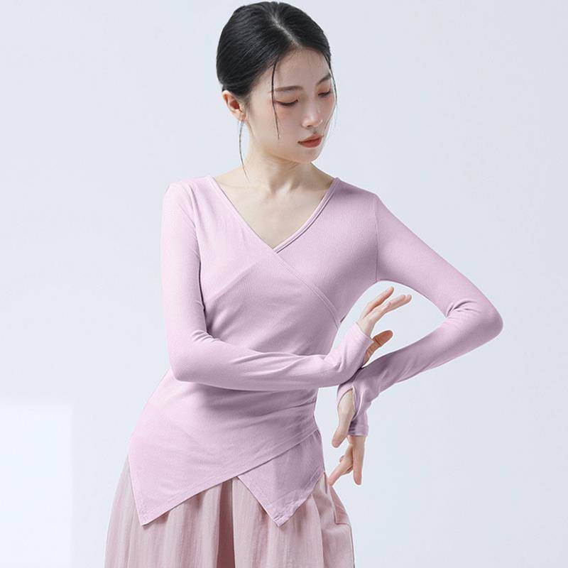 Modern dance service female V -neck shows long sleeve -shaped practice clothes, jacket adult classical dance training clothing