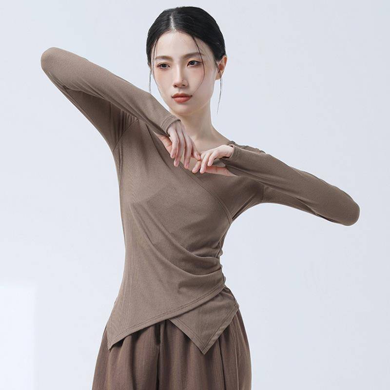 Modern dance service female V -neck shows long sleeve -shaped practice clothes, jacket adult classical dance training clothing