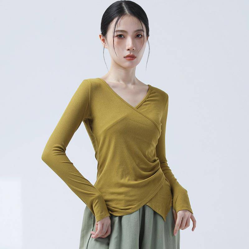 Modern dance service female V -neck shows long sleeve -shaped practice clothes, jacket adult classical dance training clothing