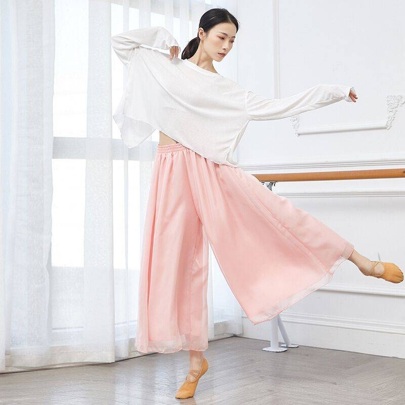 Variable and elegant modern dance pants Chinese dance classical dance exercise clothing loose chiffon wide -leg pants clothes