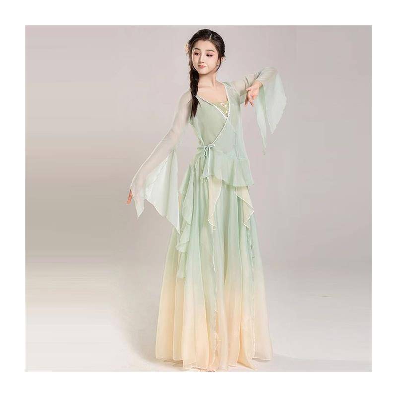 Peerless Classical Dance Dance Fun Dress, Yunding Yae Spring Summer Long Sleeve Performance Service Chinese Dance Cheongsam Art Test Dance Series