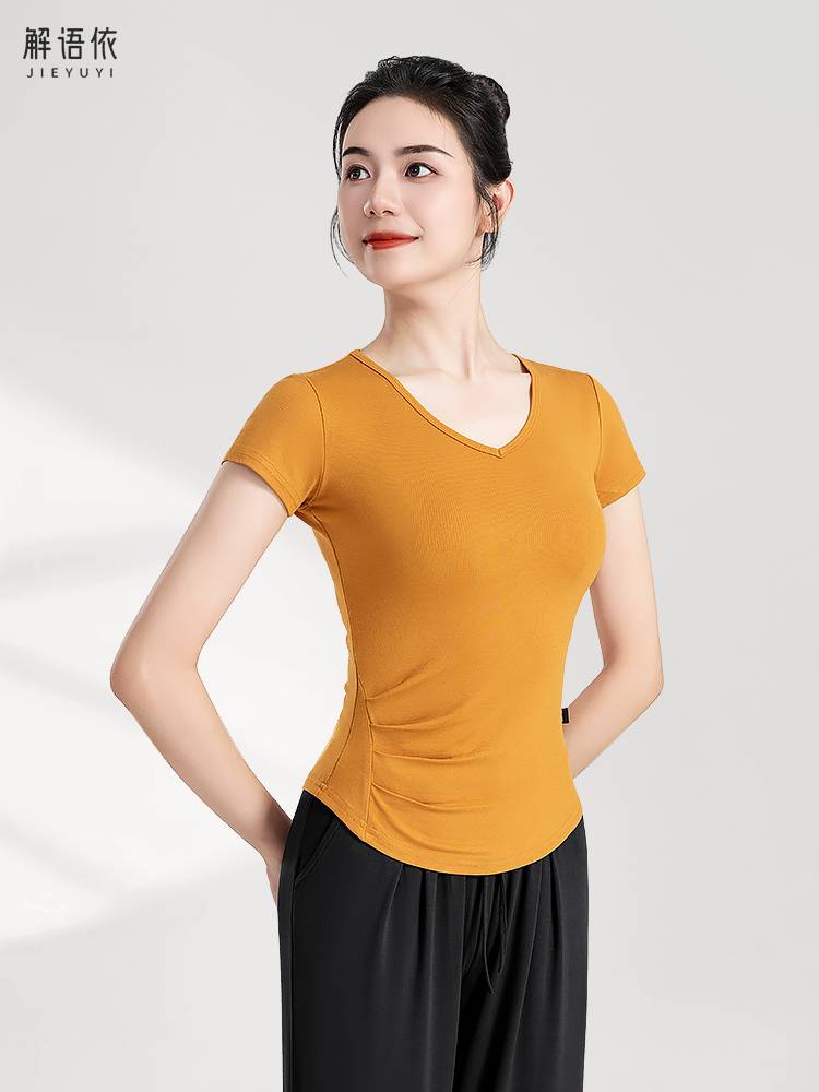 Modern dance service short -sleeved female summer adult training etiquette shape top students professional student art test dance classical spring