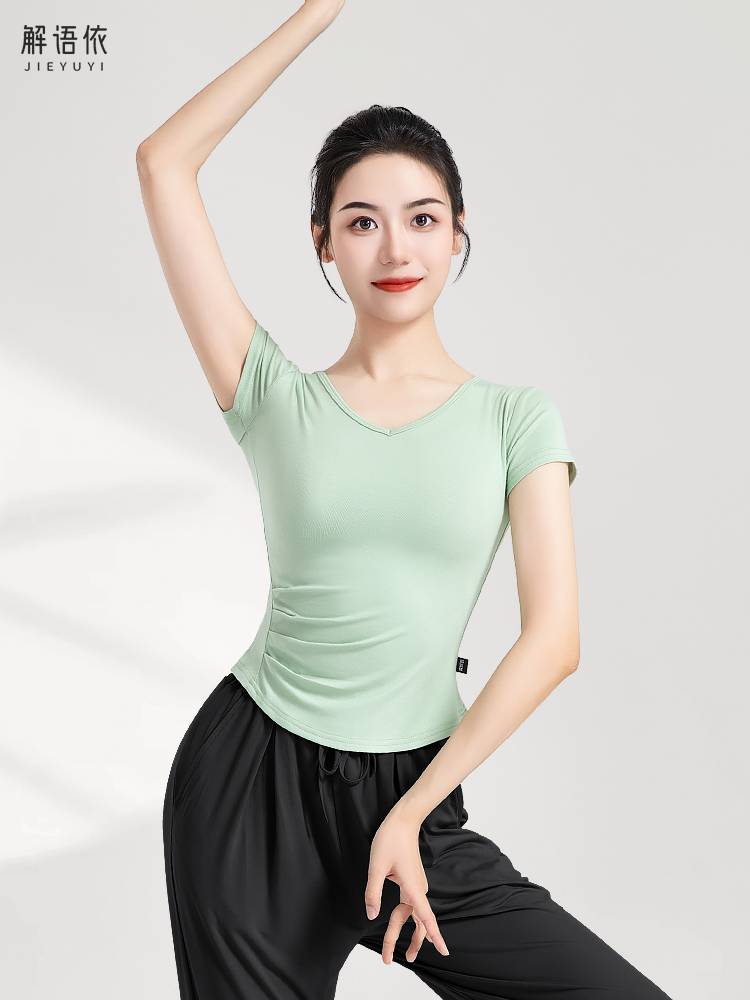 Modern dance service short -sleeved female summer adult training etiquette shape top students professional student art test dance classical spring