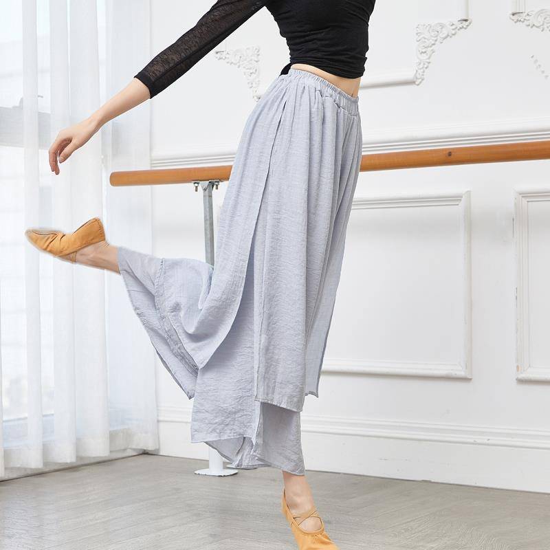 Summer dance pants female elegant and loose wide -leg modern dance skirt performance service Chinese style classical dance exercise pants