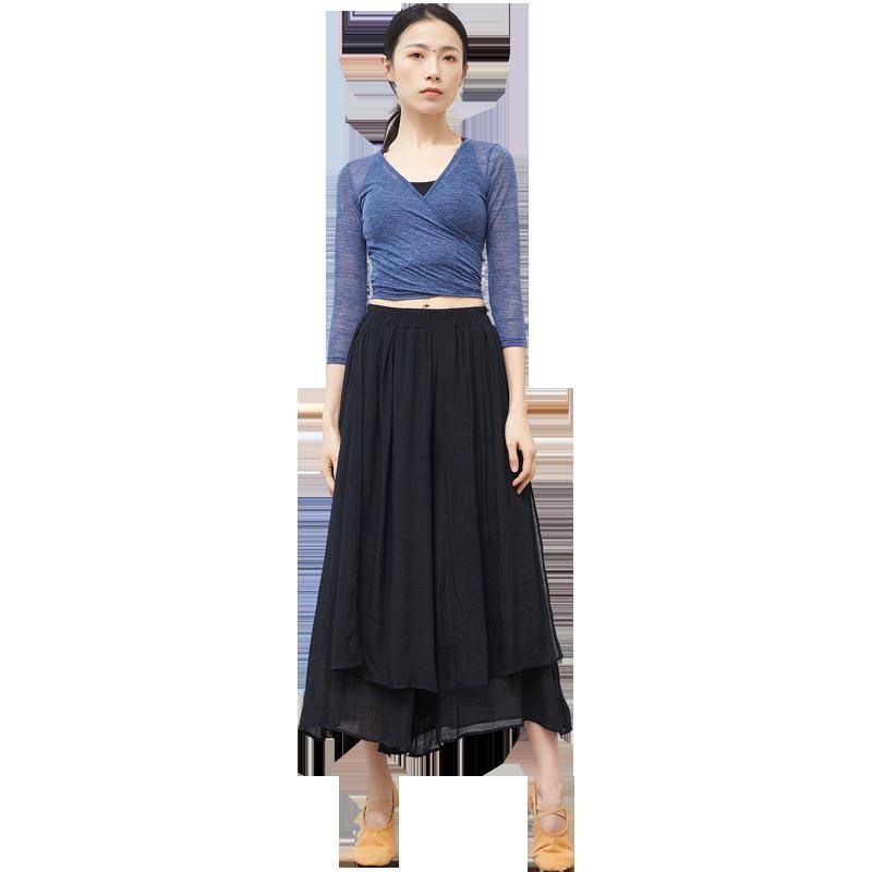 Summer dance pants female elegant and loose wide -leg modern dance skirt performance service Chinese style classical dance exercise pants