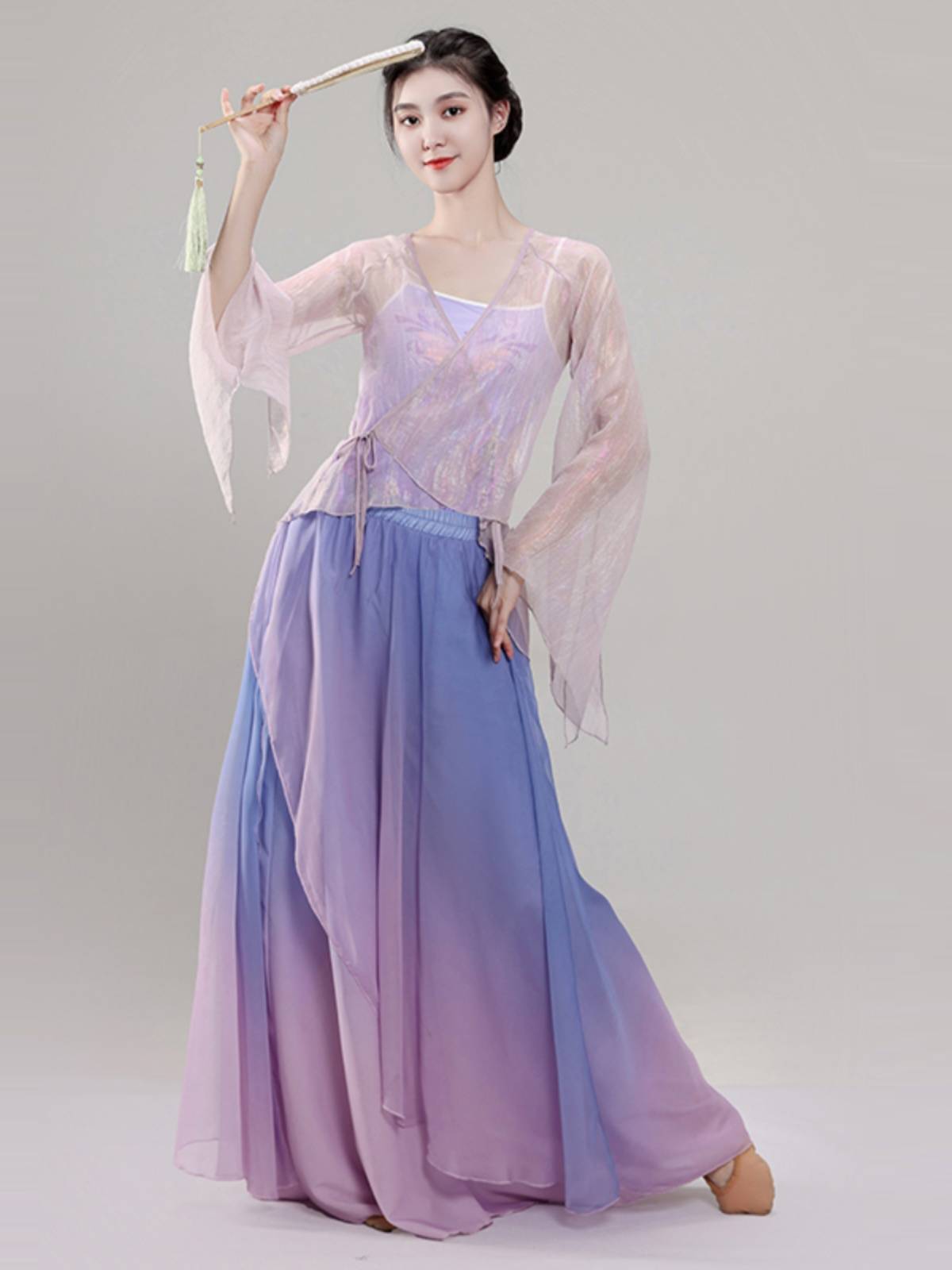 Classical dance gauze clothes on the body rhyme, leaning, wide -leg pants, super immortal elegant female Chinese dance suit ancient style performance service