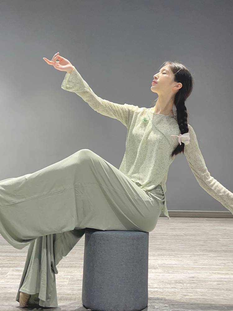 Modern dance clothing set female new adult Chinese dance straight -leg pants classical dance exercise figure body top