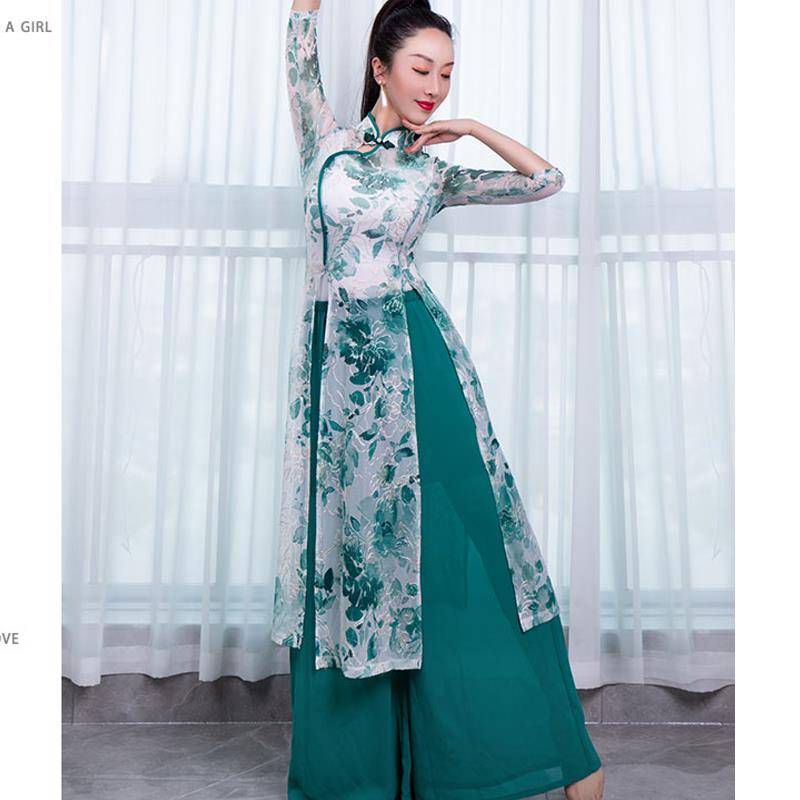 2023 new belly dance practice service classical dance net gauze body gathery clothes