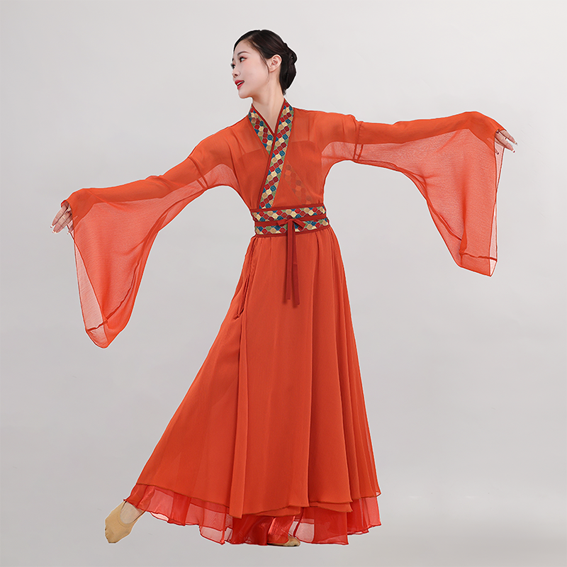 Classical dance clothing adult daughter, elegant body rhyme, fairy ribbon gauze, ancient style Chinese dance exercise performance suit