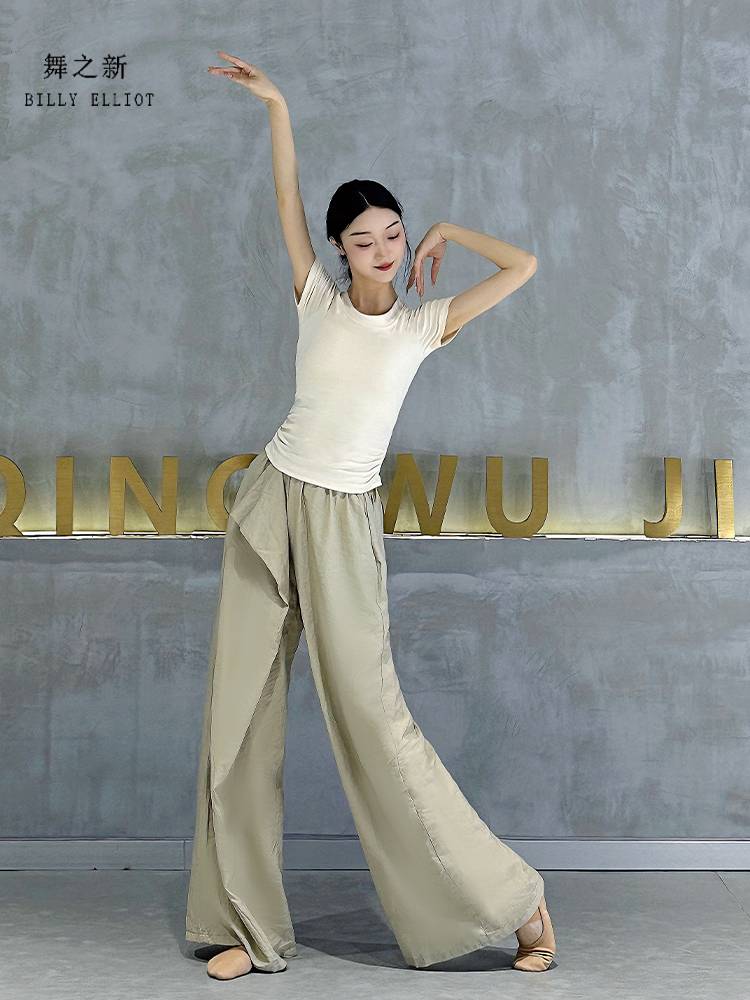 Modern dance top Classical dance clothing 2024 new Chinese dance summer short -sleeved black dance training uniform