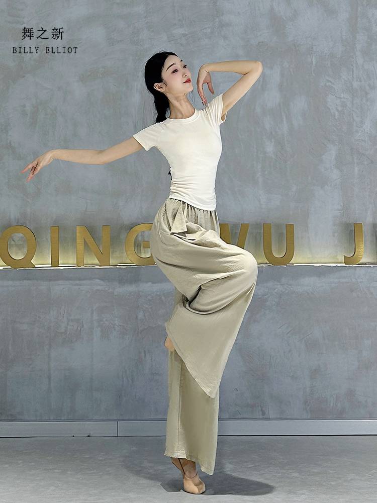 Modern dance top Classical dance clothing 2024 new Chinese dance summer short -sleeved black dance training uniform
