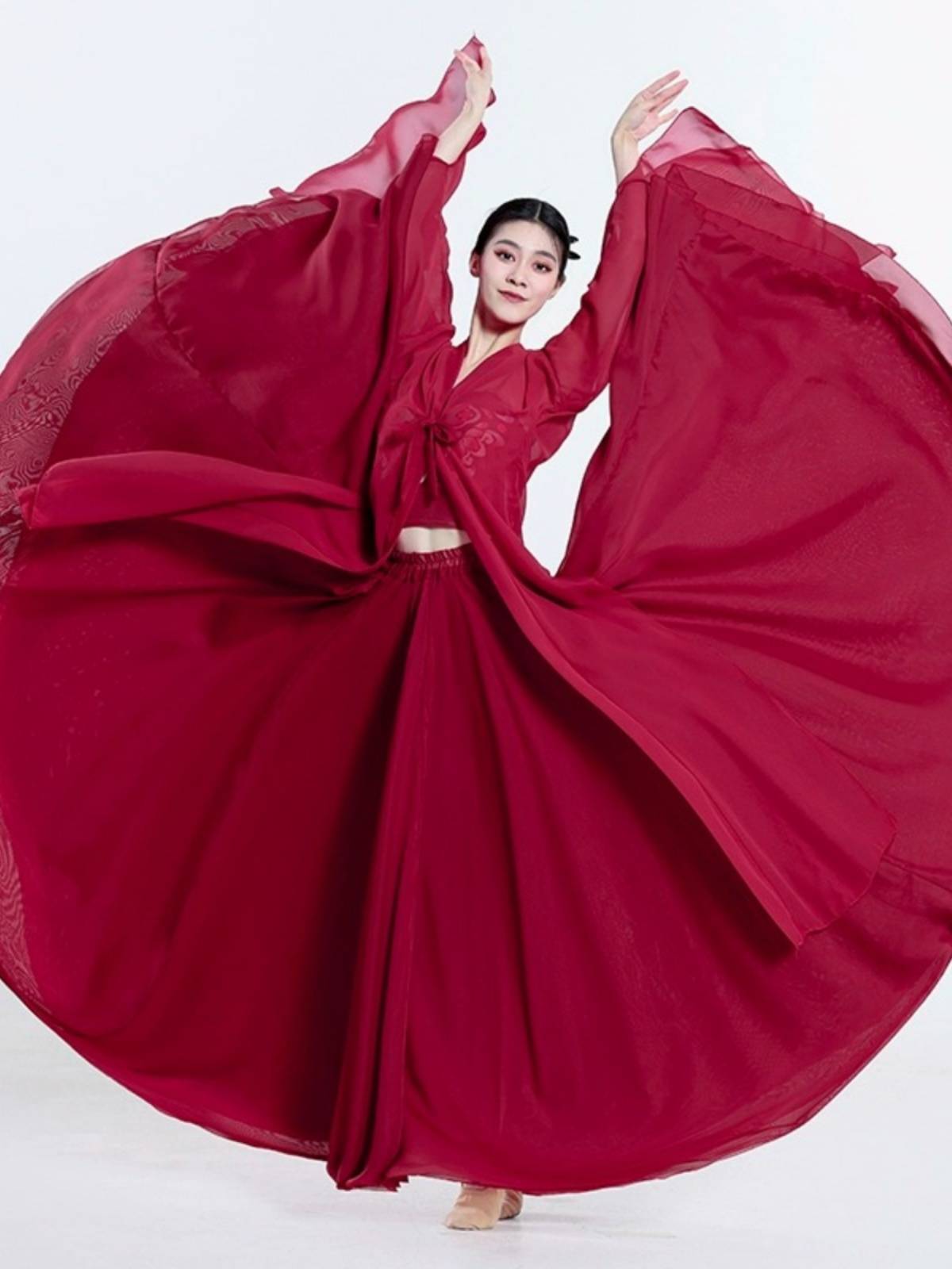 2023 New Classical Dance Female Practice Server 720 degrees large skirt Chinese style long performance service elegant cardigan