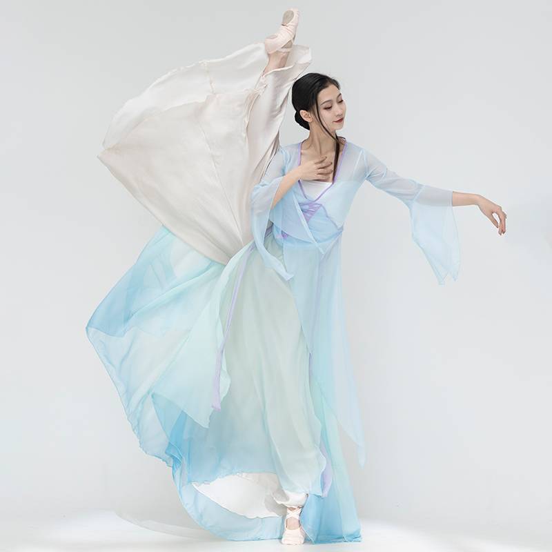 QUICK-HAIRED NATIONAL CLASSIC DANCE LADIES GRADUALLY LIGHT-TO-BREATHED V-COLLAR STAGE TEST