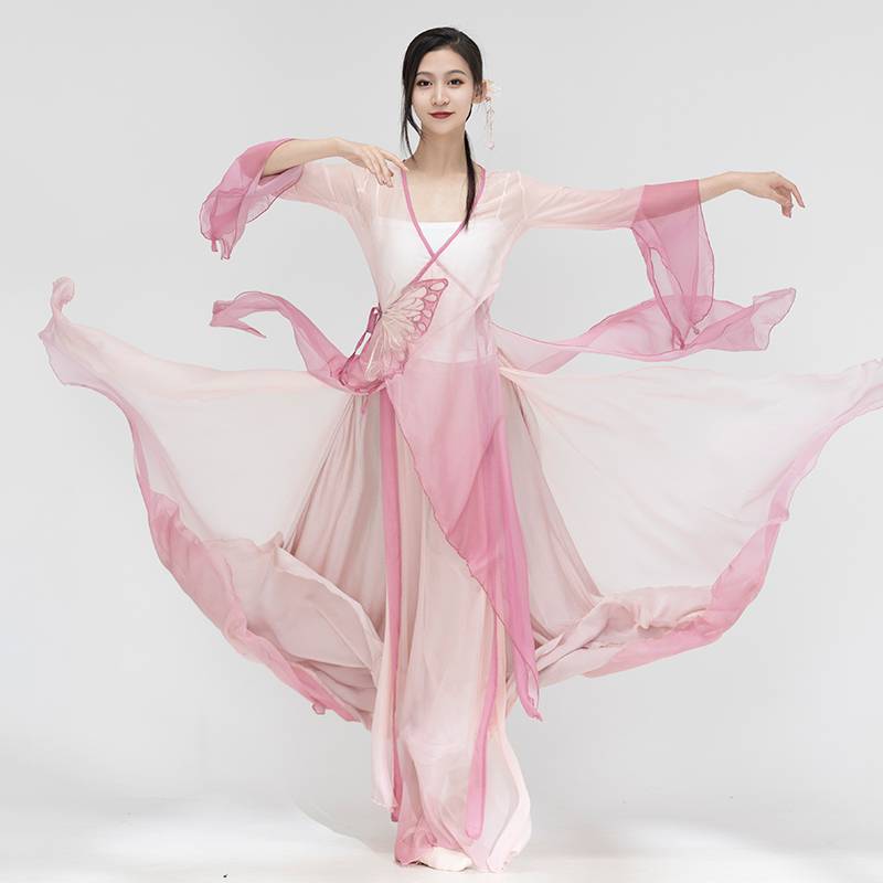 QUICK-HAIRED NATIONAL CLASSIC DANCE LADIES GRADUALLY LIGHT-TO-BREATHED V-COLLAR STAGE TEST