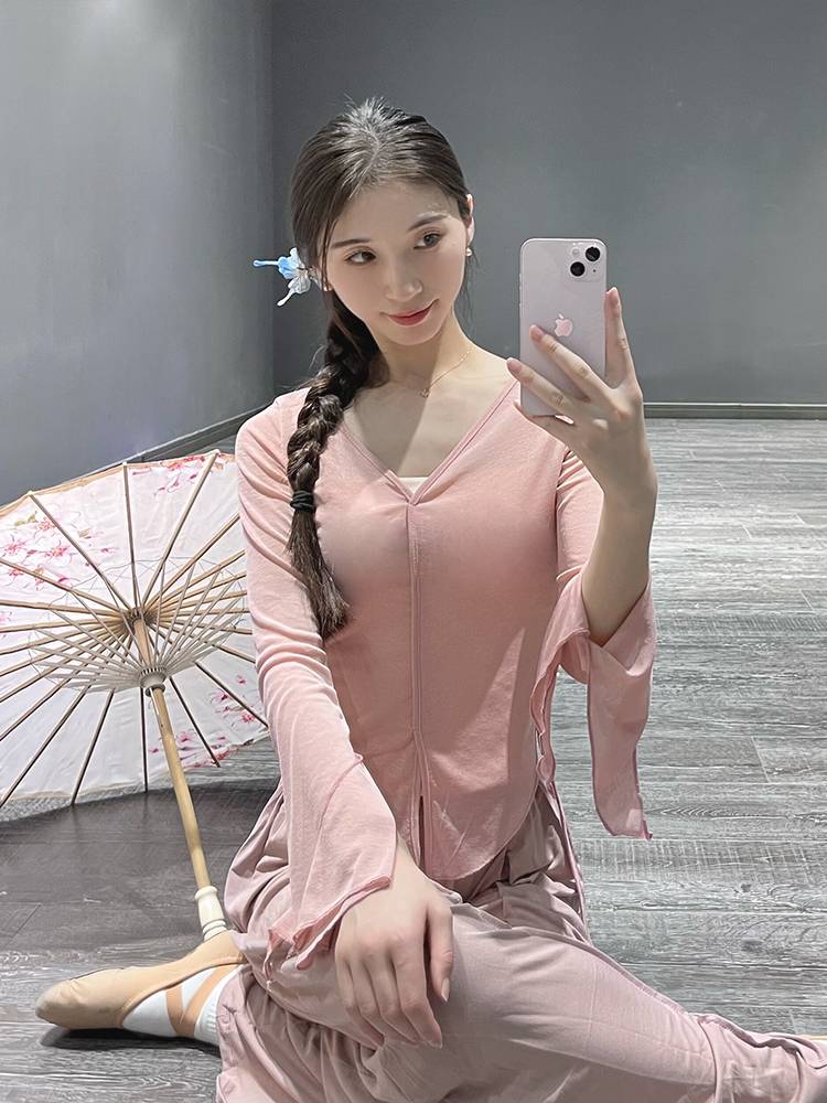 Classical dance clothing slim horn sleeve dance uniforms Modern dance training service Chinese dance -shaped body collection training service girl