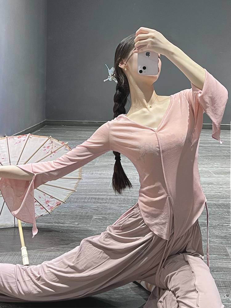 Classical dance clothing slim horn sleeve dance uniforms Modern dance training service Chinese dance -shaped body collection training service girl