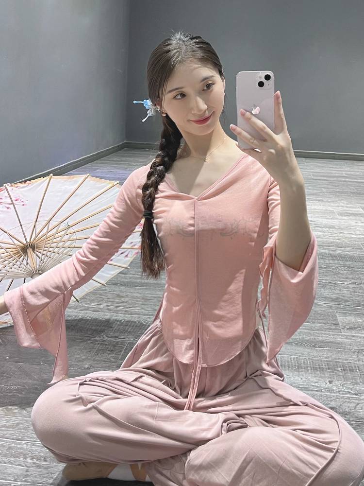 Classical dance clothing slim horn sleeve dance uniforms Modern dance training service Chinese dance -shaped body collection training service girl