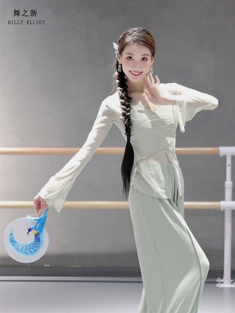 Classical dance gauze body rhyme Chinese dance exercise service summer performance service body net yarn dance top women's new style