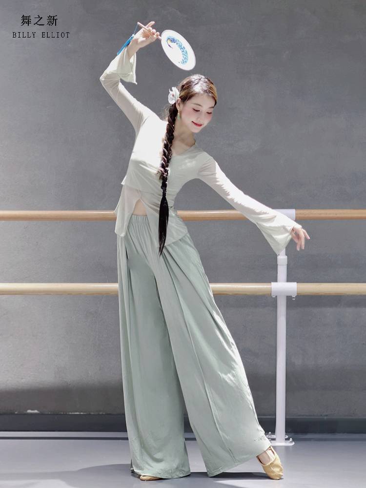 Classical dance gauze body rhyme Chinese dance exercise service summer performance service body net yarn dance top women's new style