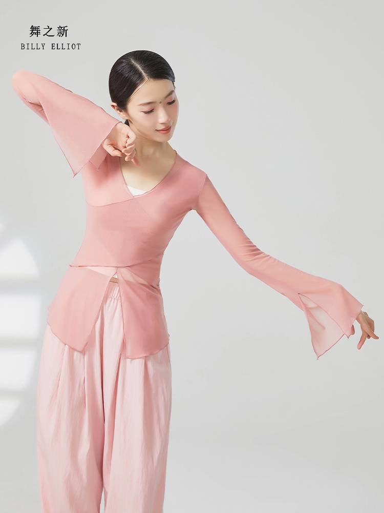 Classical dance gauze body rhyme Chinese dance exercise service summer performance service body net yarn dance top women's new style