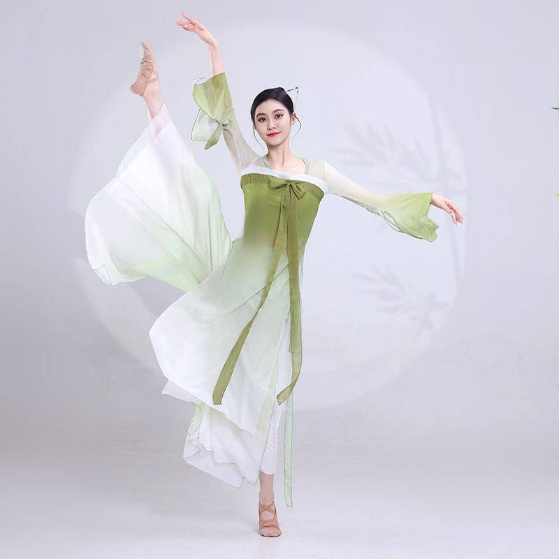 Classical dance clothing gradient gauze, busty skirt, practice service, Chinese dance spring Song dance service Han Tang performance service
