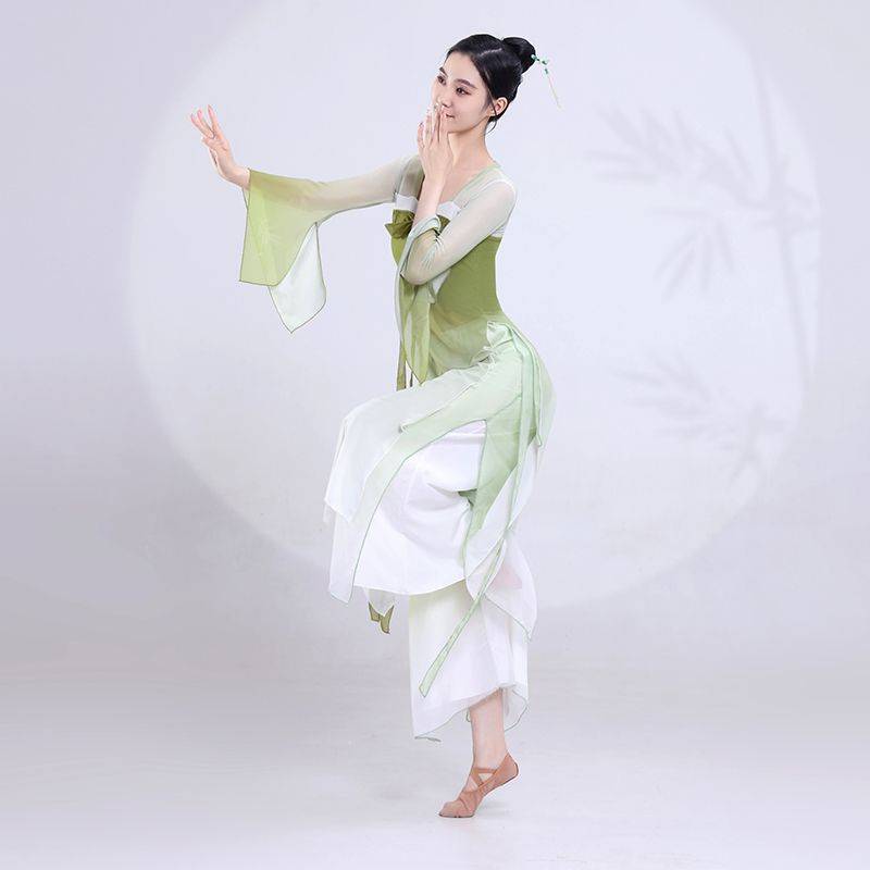 Classical dance clothing gradient gauze, busty skirt, practice service, Chinese dance spring Song dance service Han Tang performance service