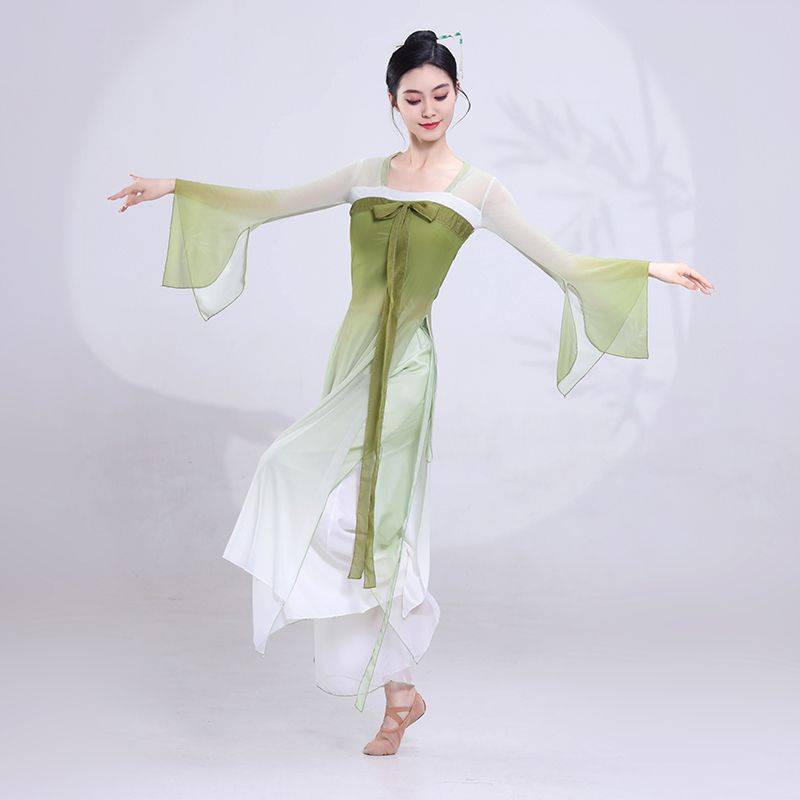 Classical dance clothing gradient gauze, busty skirt, practice service, Chinese dance spring Song dance service Han Tang performance service