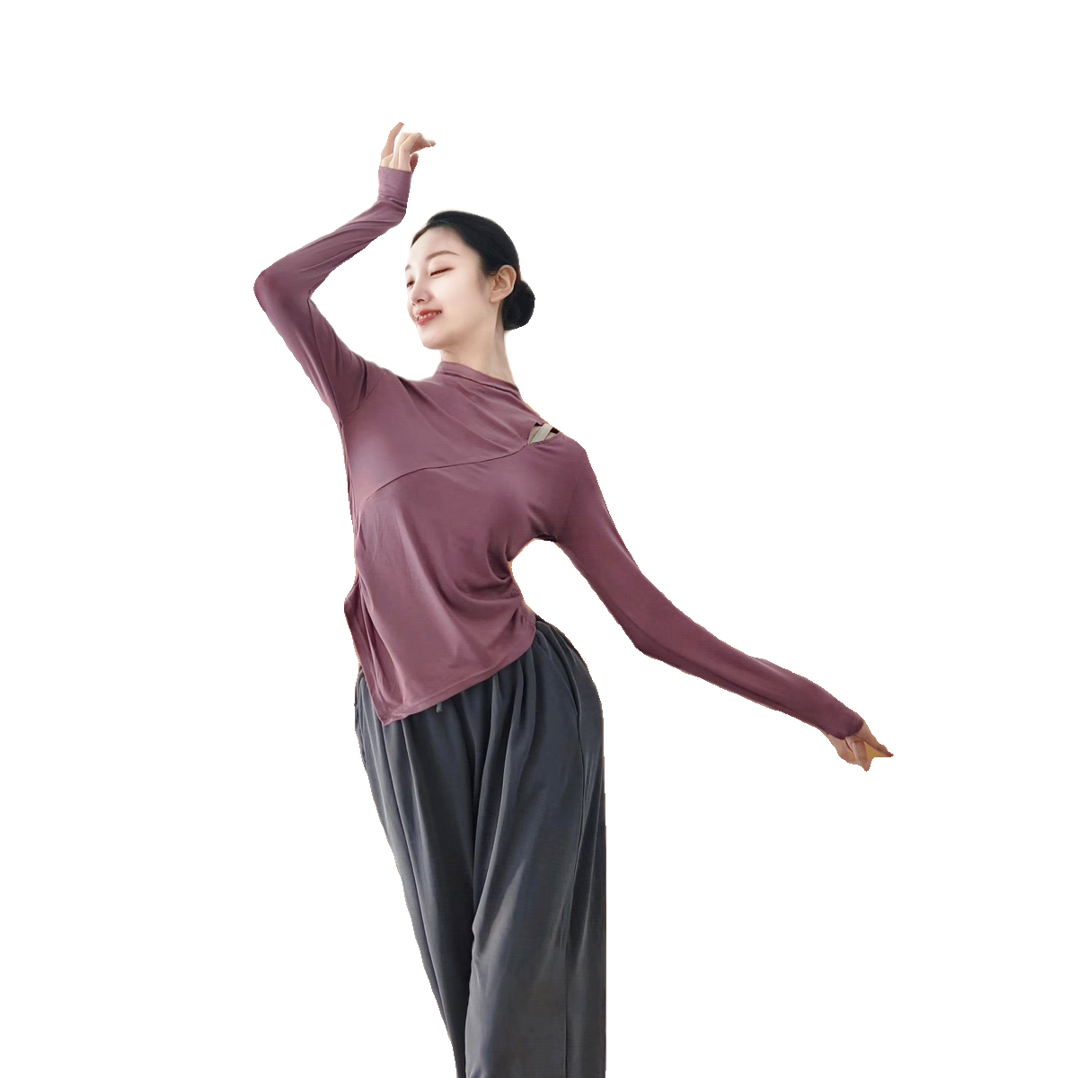 Chinese classical dance exercise female modern dance long sleeve top clothes shape clothes autumn and winter dance service ethnic group