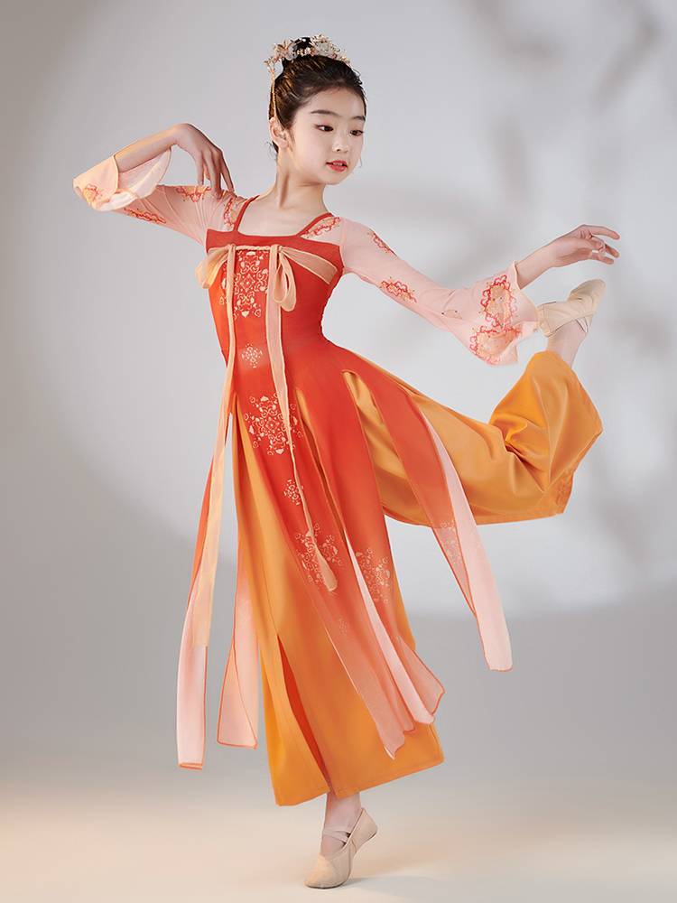 Classical Dance Performance Daughter Cheongsam Costumes Overlated Gauze National Dance Football Dance Fan Dance Watch Dance