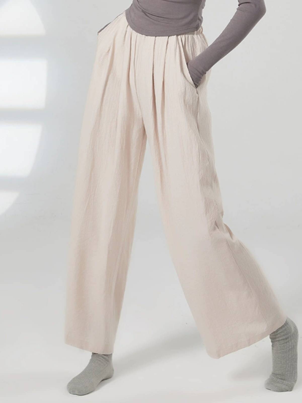 Modern dance exercise pocket Pocket straight -legged wide -leg pants flowing Chinese dance nation classical dance clothing teachers for classes