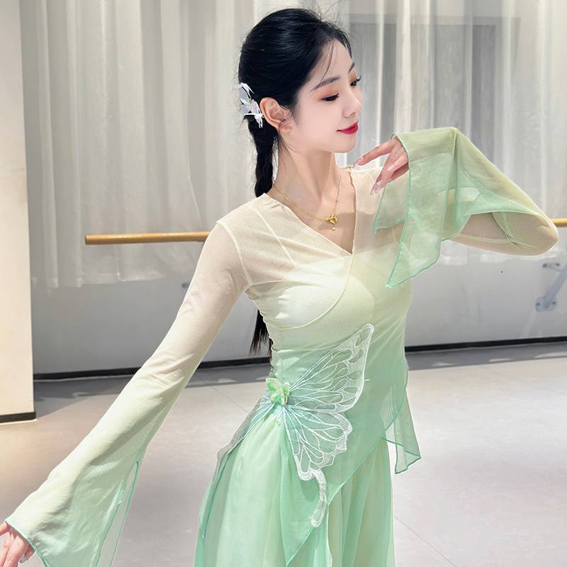 Xiaohan Classical Dance Gravity Butterfly Towel Dress Practice Fun Gaunting Chinese Dance Performance Skirt Pants Performance Summer