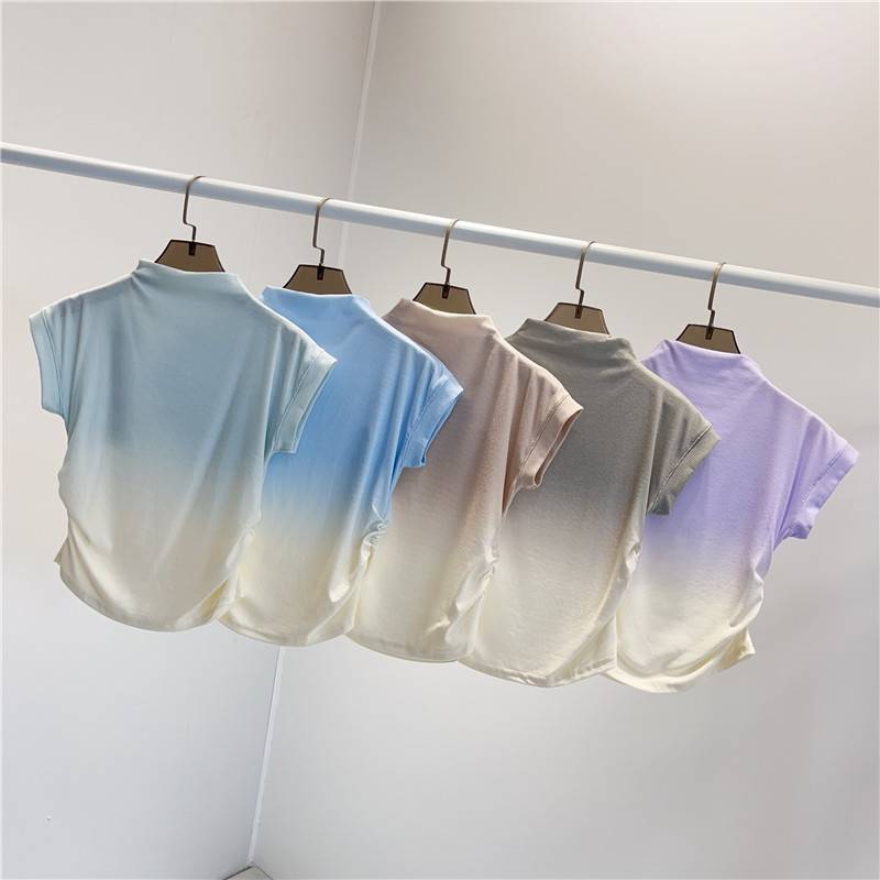 Modern dance clothing summer gradient short sleeve top classical dance exercise service classroom body training training clothing women